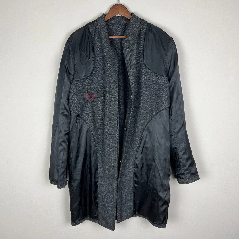 Banana Republic Overcoat Mens XL‎ Gray Top Coat Hidden Buttons Preppy Office